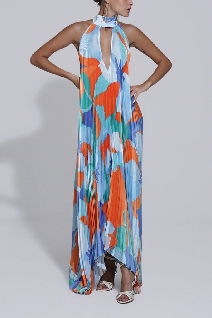 Isla WD– Elegant Halter Pleated Maxi Dress