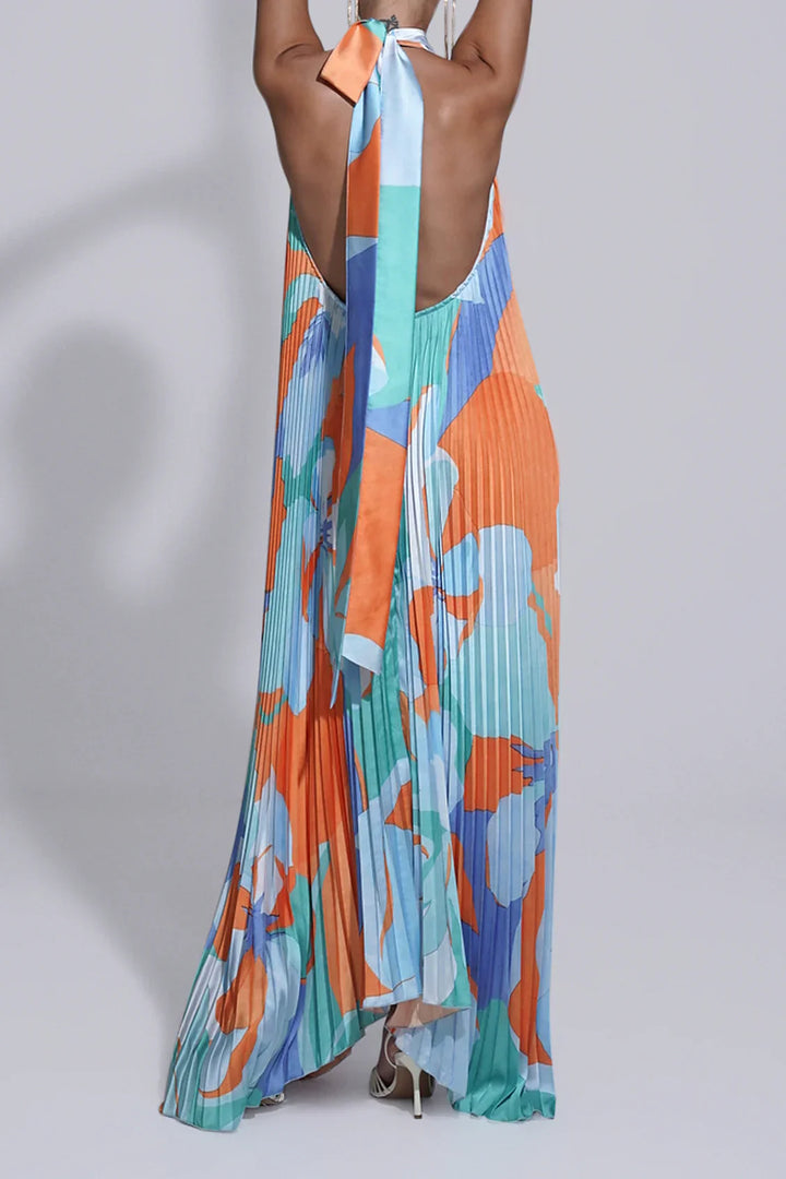 Isla WD– Elegant Halter Pleated Maxi Dress