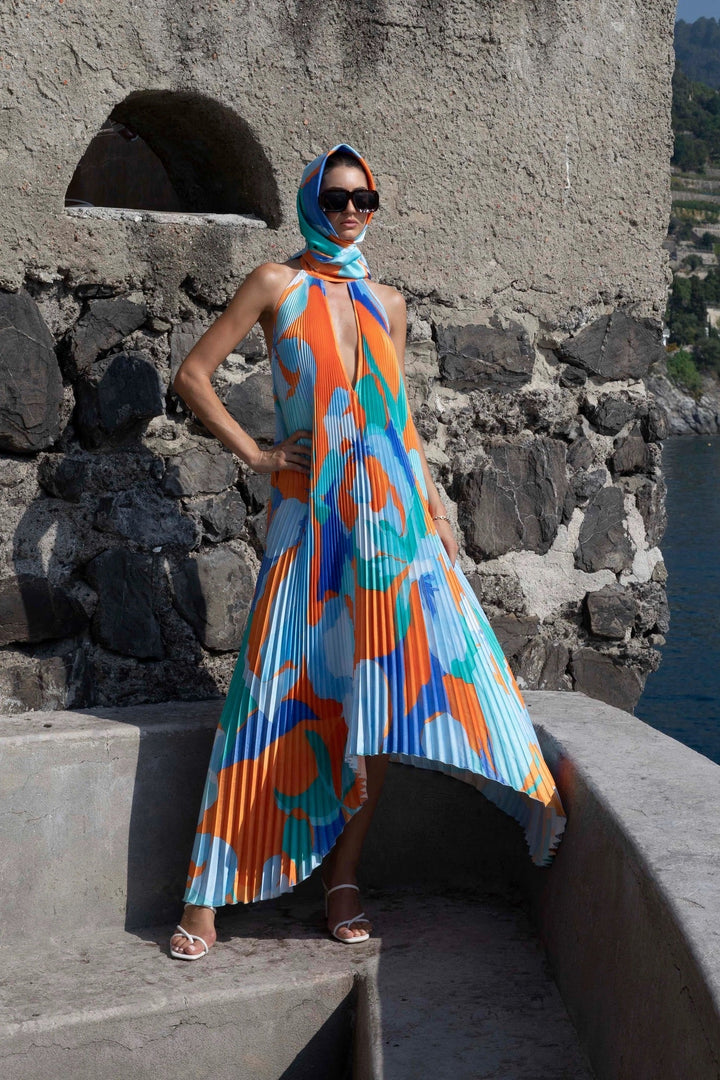 Isla WD– Elegant Halter Pleated Maxi Dress
