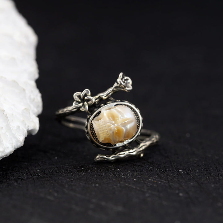 Memento Mori Pearl Skull Flower Vine Branch Ring™ Skull Accessories  – Timeless Beauty with a Profound Message