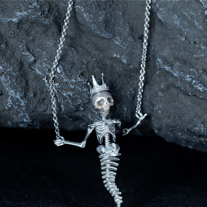 Mermaid Pearl Skull Statement Necklace™ Skull Accessories - Exquisite Merfolk-Inspired Pearl Skull Jewelry