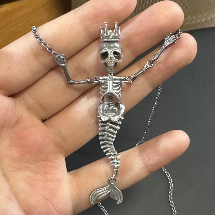 Mermaid Pearl Skull Statement Necklace™ Skull Accessories - Exquisite Merfolk-Inspired Pearl Skull Jewelry