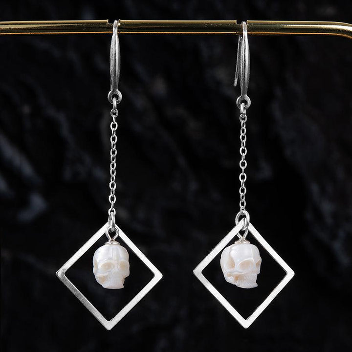 Minimalism Pearl Skull Openwork Drop Earrings™ Skull Accessories  – Edgy Grace in Motion