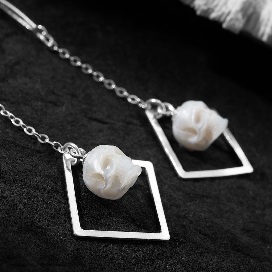 Minimalism Pearl Skull Openwork Drop Earrings™ Skull Accessories  – Edgy Grace in Motion
