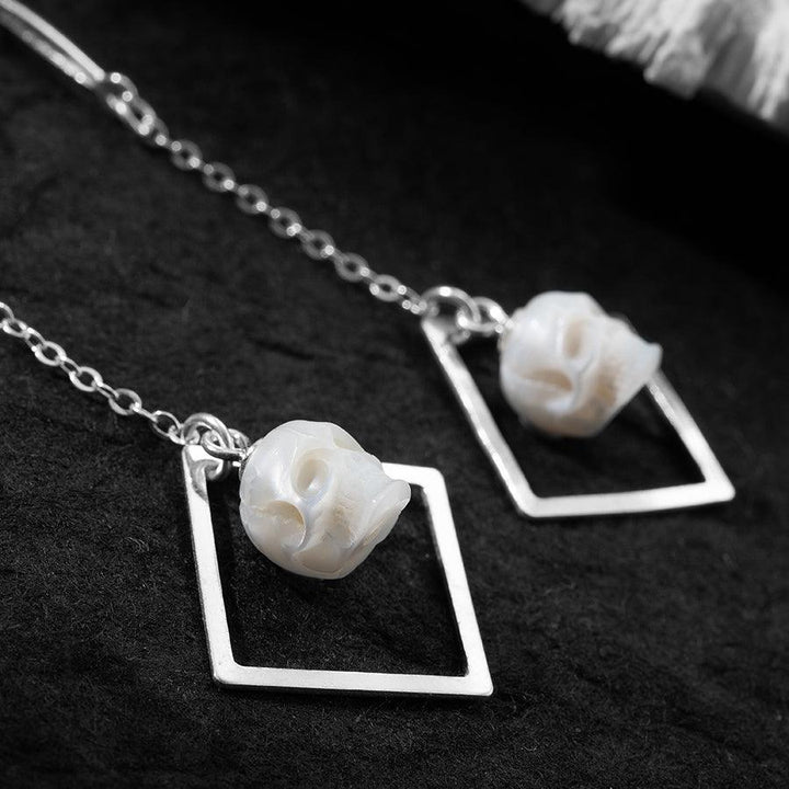 Minimalism Pearl Skull Openwork Drop Earrings™ Skull Accessories  – Edgy Grace in Motion