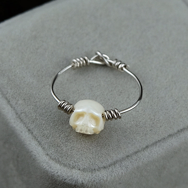 Minimalist Pearl Cranium Twisted Knot Ring™ Skull Accessories – Bold Elegance in Every Curve