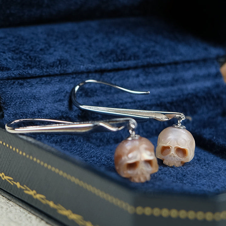 Minimalist Pearl Cranium Hook Earrings™ Skull Accessories – Edgy Simplicity with Gothic Flair