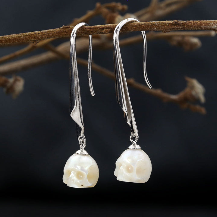 Minimalist Pearl Cranium Hook Earrings™ Skull Accessories – Edgy Simplicity with Gothic Flair
