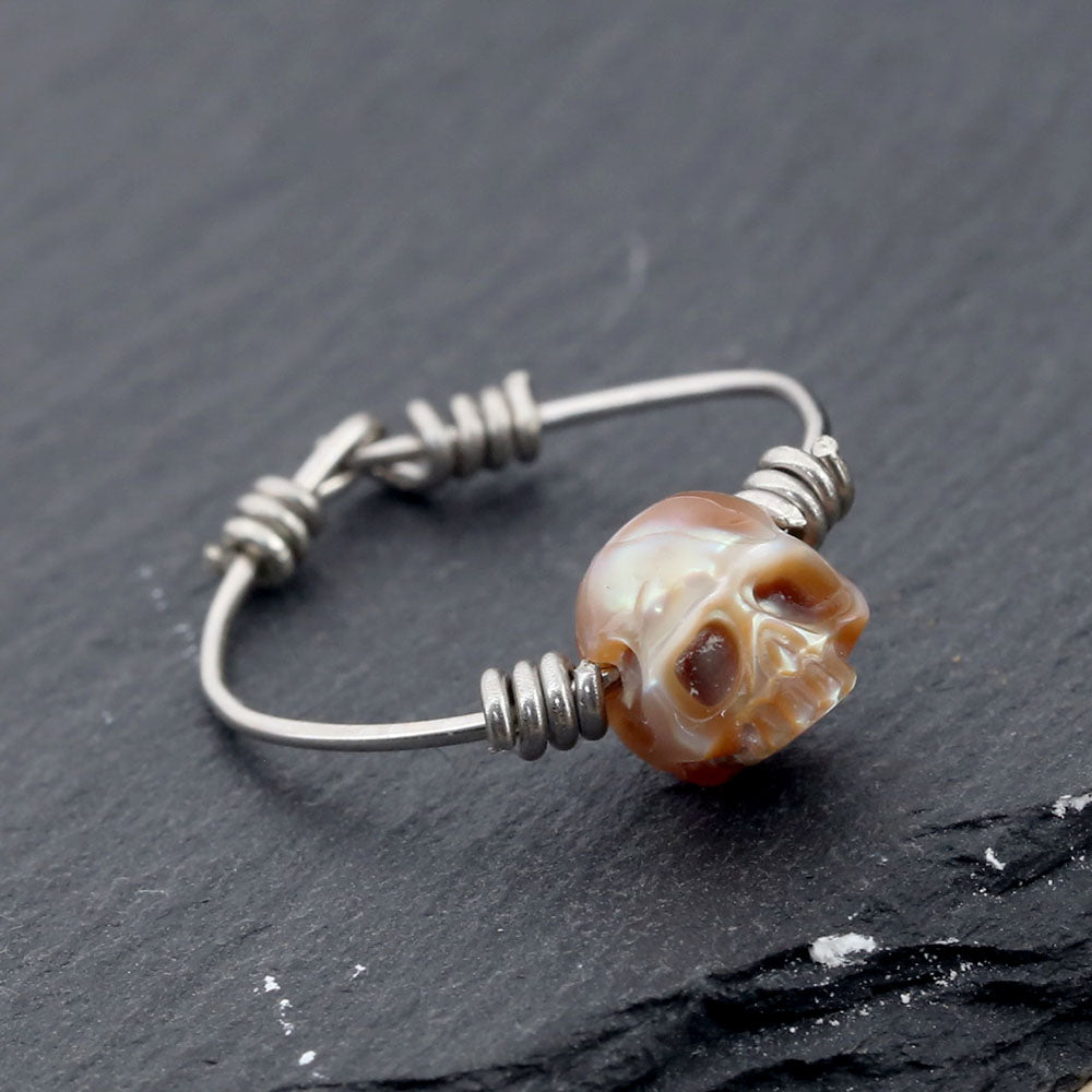 Minimalist Pearl Cranium Twisted Knot Ring™ Skull Accessories – Bold Elegance in Every Curve