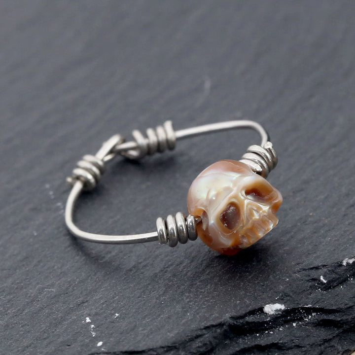 Minimalist Pearl Cranium Twisted Knot Ring™ Skull Accessories – Bold Elegance in Every Curve