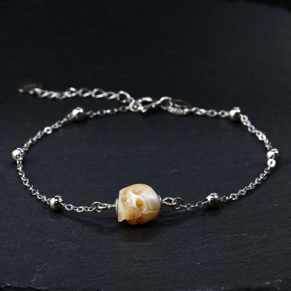 Minimalist Pearl Skull Chain Bracelet™ Skull Accessories – Timeless Elegance with an Edgy Twist