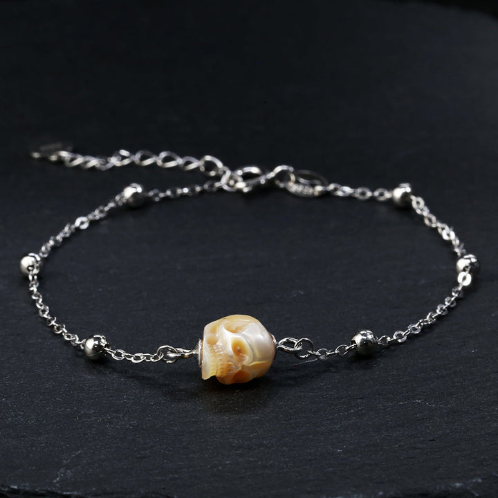 Minimalist Pearl Skull Chain Bracelet™ Skull Accessories – Timeless Elegance with an Edgy Twist