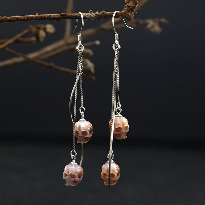 Modern Impressions Pearl Skull Tassel Earrings™ Skull Accessories - Contemporary Elegance with an Edgy Twist