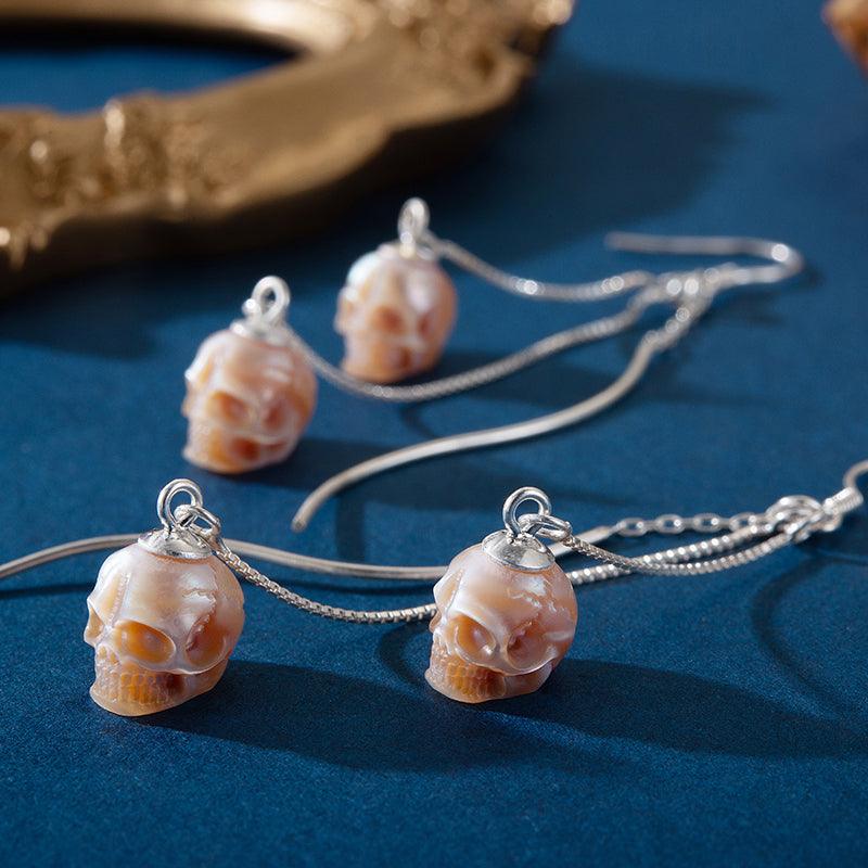 Modern Impressions Pearl Skull Tassel Earrings™ Skull Accessories - Contemporary Elegance with an Edgy Twist