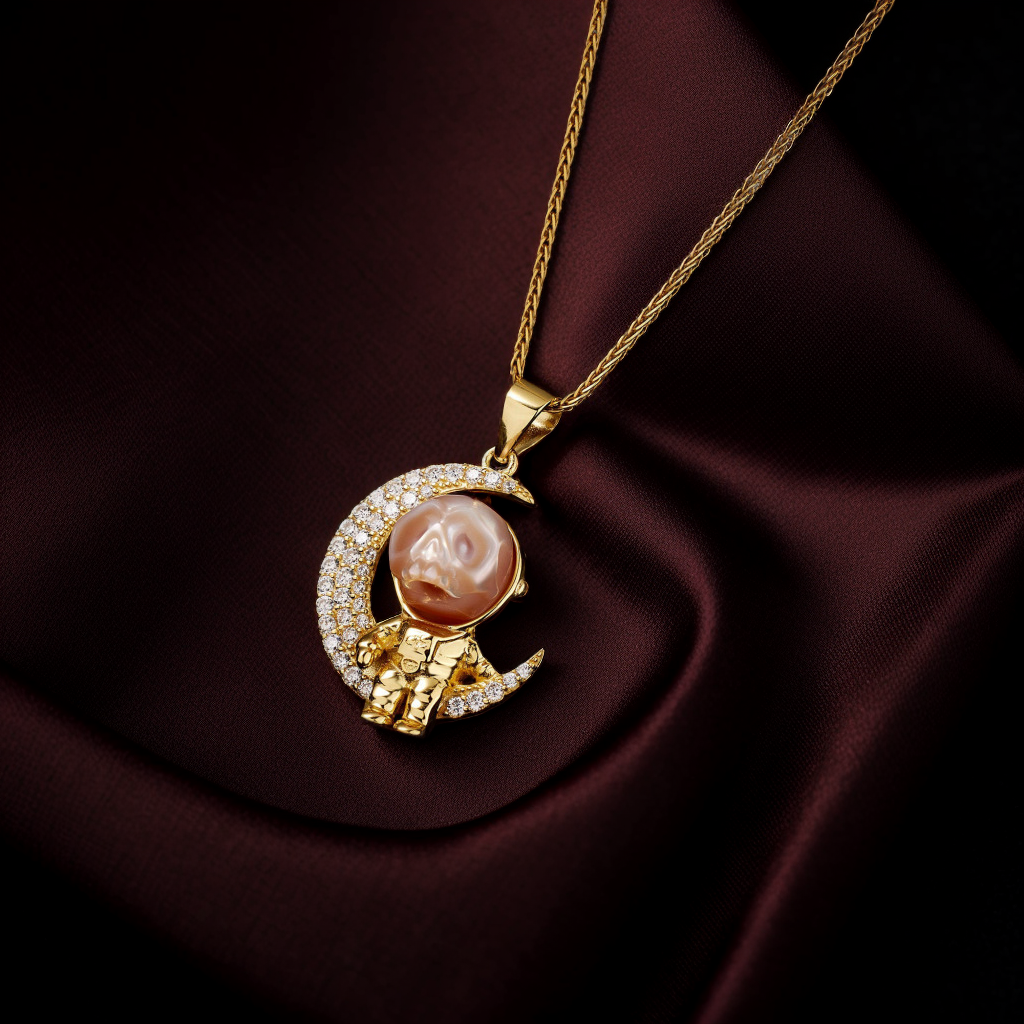 Moon Astronaut Spaceman Cranium Pearl Necklace™ Skull Accessories  – For Dreamers & Stargazers