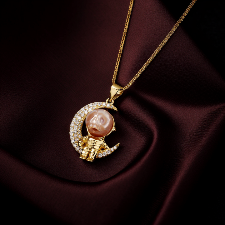 Moon Astronaut Spaceman Cranium Pearl Necklace™ Skull Accessories  – For Dreamers & Stargazers