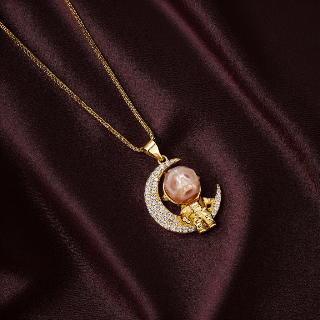 Moon Astronaut Spaceman Cranium Pearl Necklace™ Skull Accessories  – For Dreamers & Stargazers
