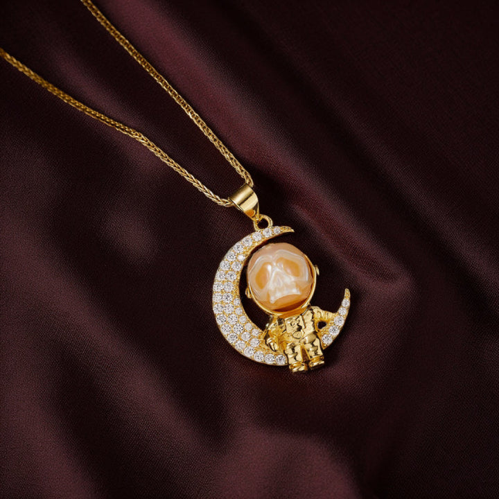Moon Astronaut Spaceman Cranium Pearl Necklace™ Skull Accessories  – For Dreamers & Stargazers
