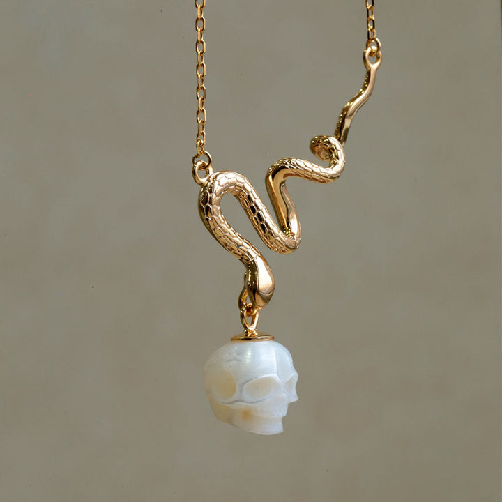 Mystic Snake Pearl Skull Necklace™ Skull Accessories  – A Serpentine Symbol of Power and Elegance