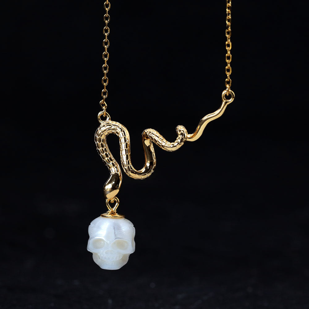 Mystic Snake Pearl Skull Necklace™ Skull Accessories  – A Serpentine Symbol of Power and Elegance