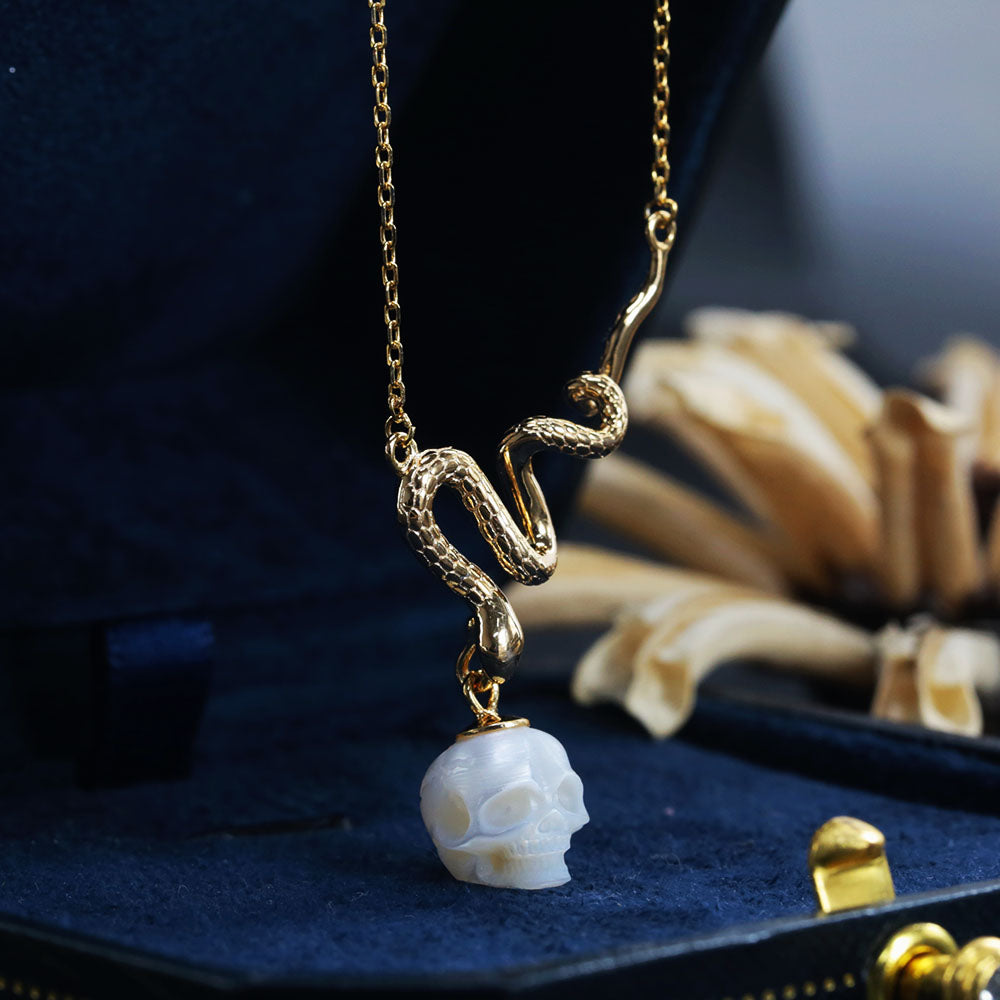 Mystic Snake Pearl Skull Necklace™ Skull Accessories  – A Serpentine Symbol of Power and Elegance