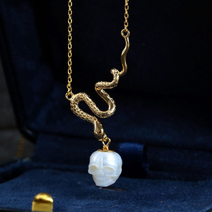 Mystic Snake Pearl Skull Necklace™ Skull Accessories  – A Serpentine Symbol of Power and Elegance