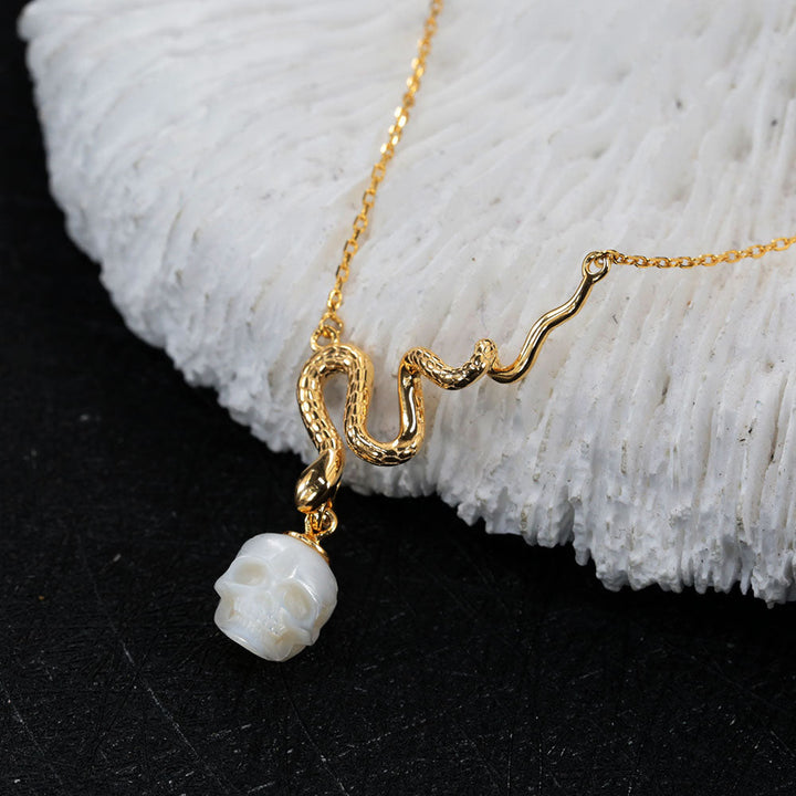 Mystic Snake Pearl Skull Necklace™ Skull Accessories  – A Serpentine Symbol of Power and Elegance