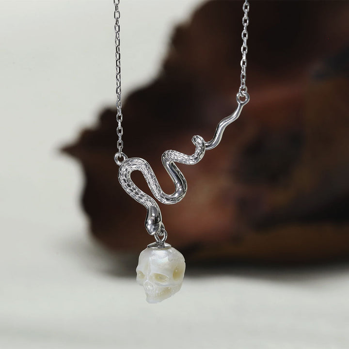 Mystic Snake Pearl Skull Necklace™ Skull Accessories  – A Serpentine Symbol of Power and Elegance