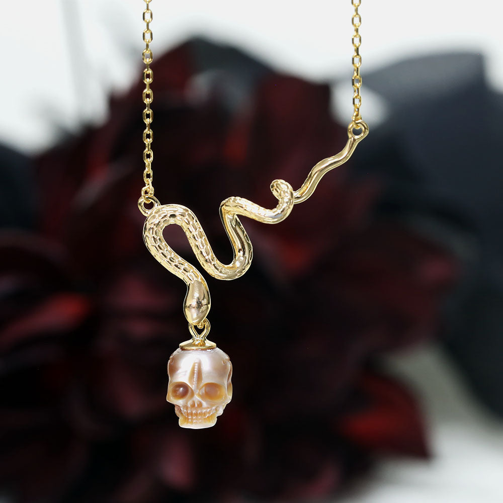 Mystic Snake Pearl Skull Necklace™ Skull Accessories  – A Serpentine Symbol of Power and Elegance