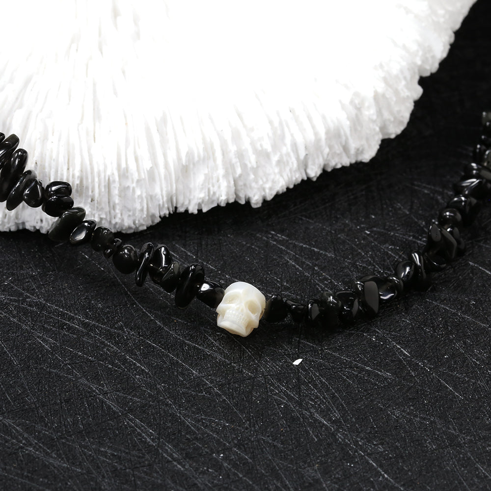 Natural Obsidian Stone Pearl Skull Necklace™ Skull Accessories – Strength Meets Elegance