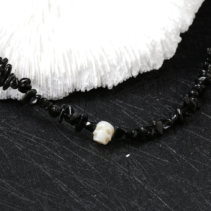 Natural Obsidian Stone Pearl Skull Necklace™ Skull Accessories – Strength Meets Elegance