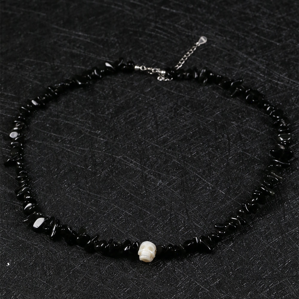 Natural Obsidian Stone Pearl Skull Necklace™ Skull Accessories – Strength Meets Elegance