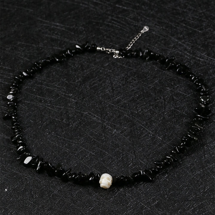 Natural Obsidian Stone Pearl Skull Necklace™ Skull Accessories – Strength Meets Elegance