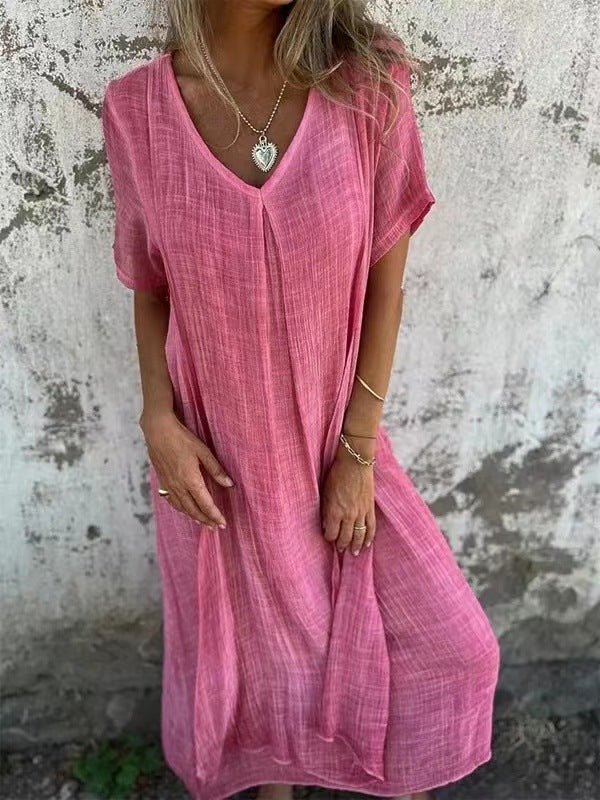 Naia™ – Lightweight V-Neck Cotton Linen Dress