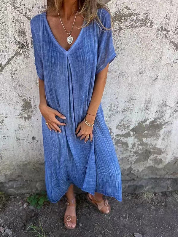 Naia™ – Lightweight V-Neck Cotton Linen Dress
