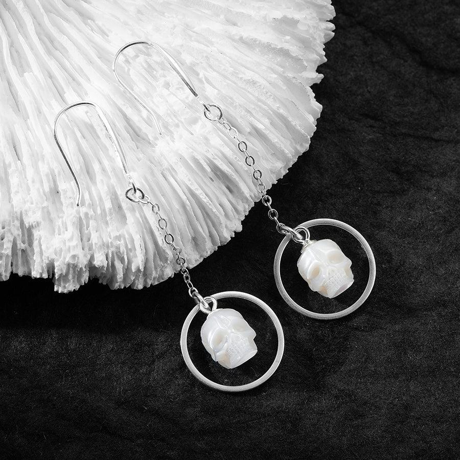 Geometric Pearl Skull Dangle Earrings™ Skull Accessories – Modern Elegance with a Rebellious Edge