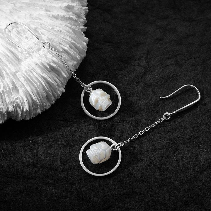 Geometric Pearl Skull Dangle Earrings™ Skull Accessories – Modern Elegance with a Rebellious Edge