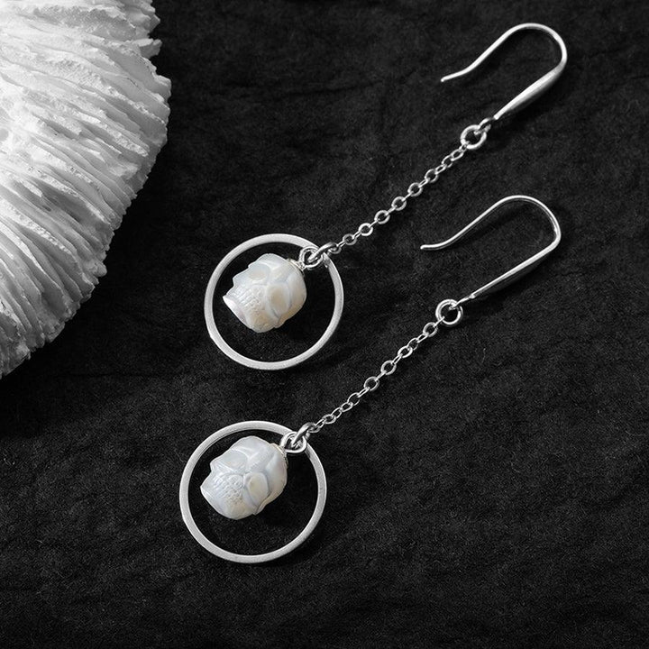 Geometric Pearl Skull Dangle Earrings™ Skull Accessories – Modern Elegance with a Rebellious Edge