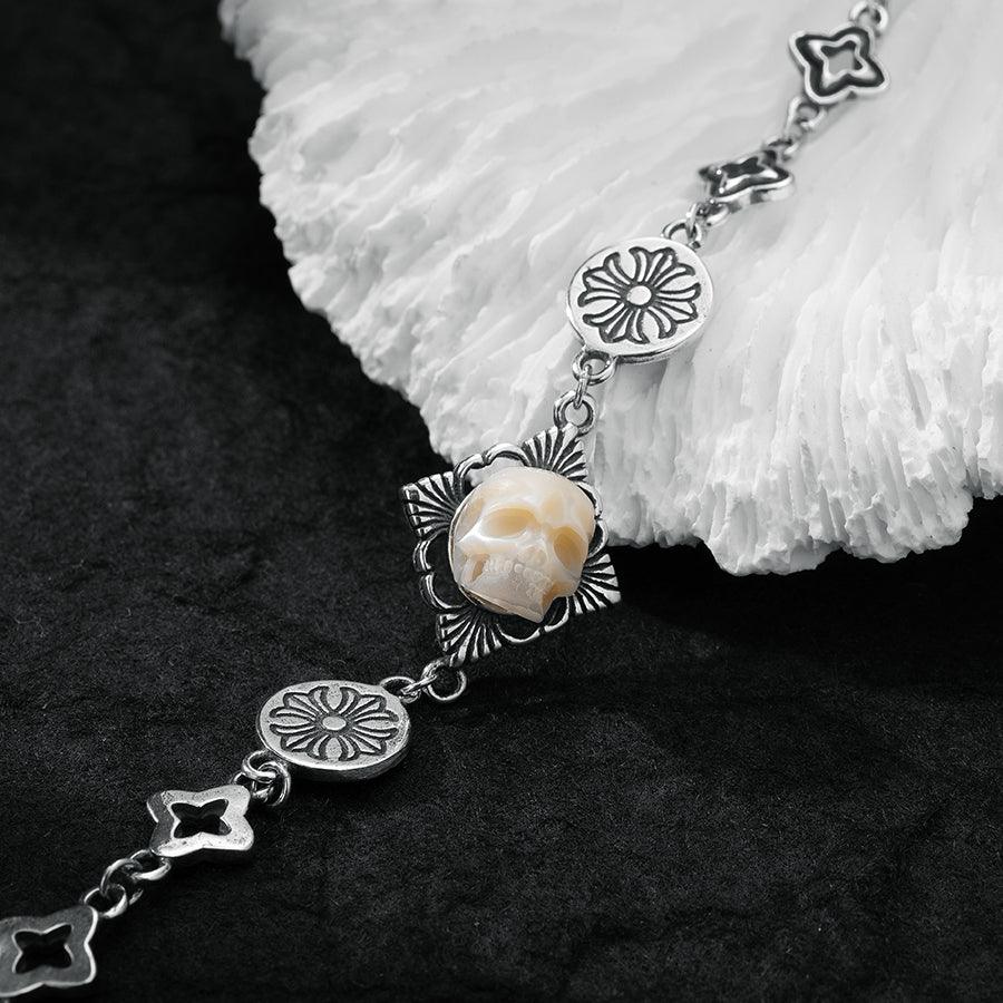 Chrome Heart Pearl Skull Chain Bracelet™ Skull Accessories  – For the Bold & Iconic