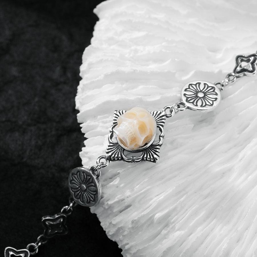 Chrome Heart Pearl Skull Chain Bracelet™ Skull Accessories  – For the Bold & Iconic