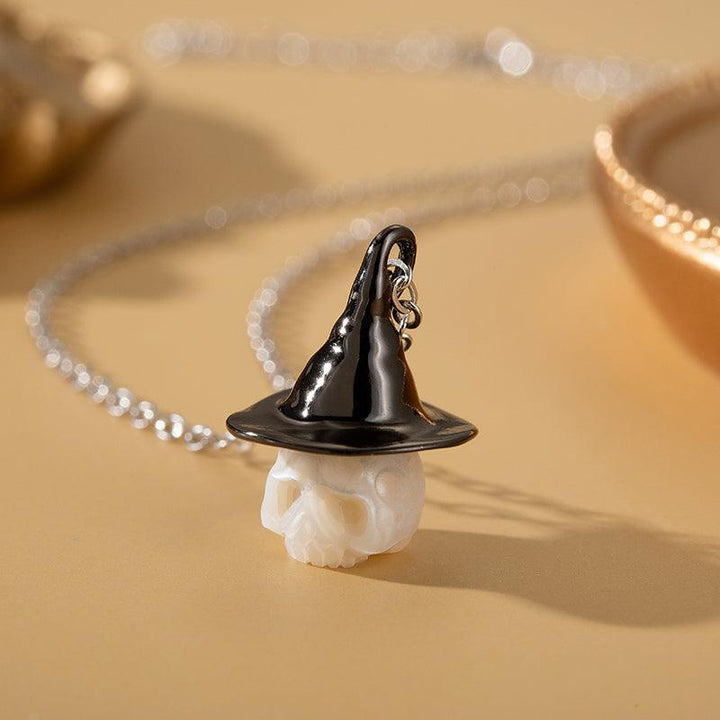 Pearl Carved Cranium Witch Hat Pendant™ Skull Accessories  – Playfully Macabre, Elegantly Unique