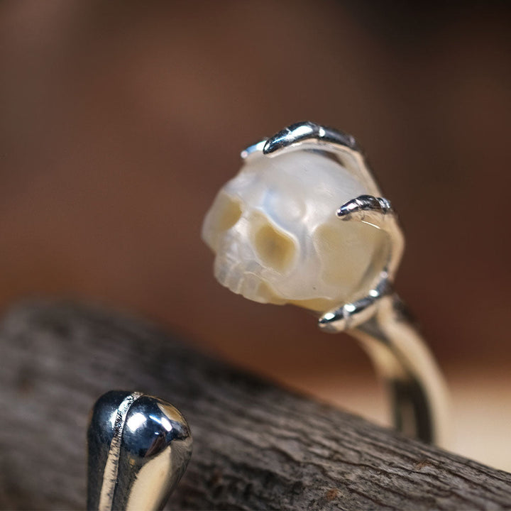 Pearl Cranium Skeleton Hand Bone Ring™ Skull Accessories  – Bold Craftsmanship in Every Detail