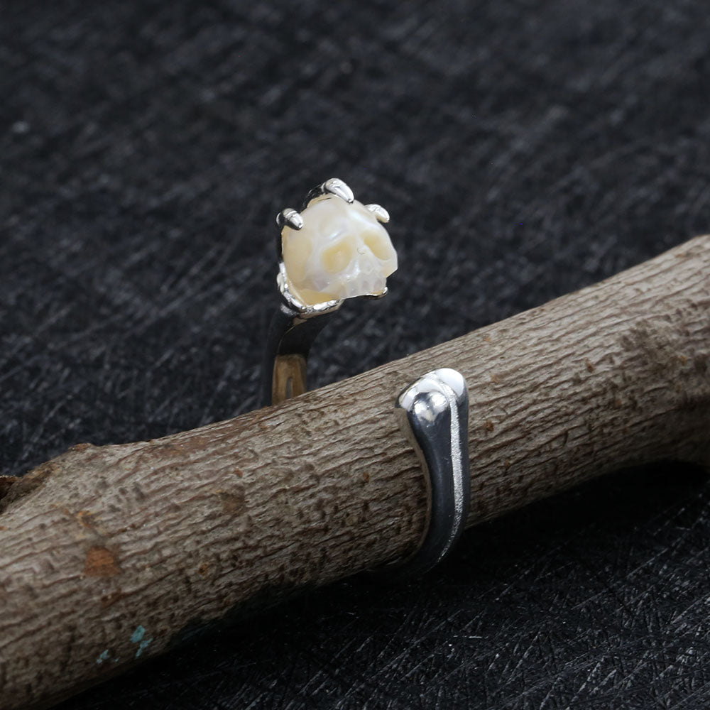Pearl Cranium Skeleton Hand Bone Ring™ Skull Accessories  – Bold Craftsmanship in Every Detail