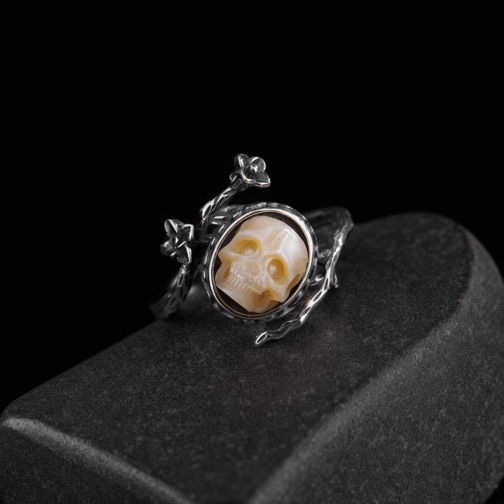 Memento Mori Pearl Skull Flower Vine Branch Ring™ Skull Accessories  – Timeless Beauty with a Profound Message
