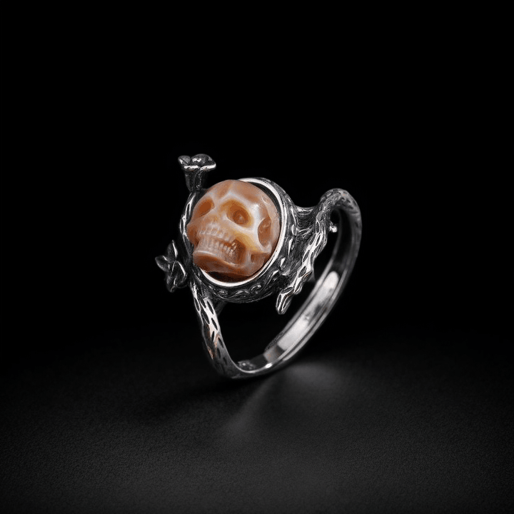 Memento Mori Pearl Skull Flower Vine Branch Ring™ Skull Accessories  – Timeless Beauty with a Profound Message