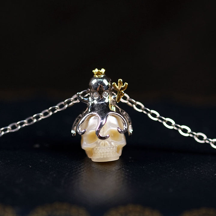 Pearl Skull Octopus Pendant Necklace™ Skull Accessories  – Mystical Depths in Elegant Detail