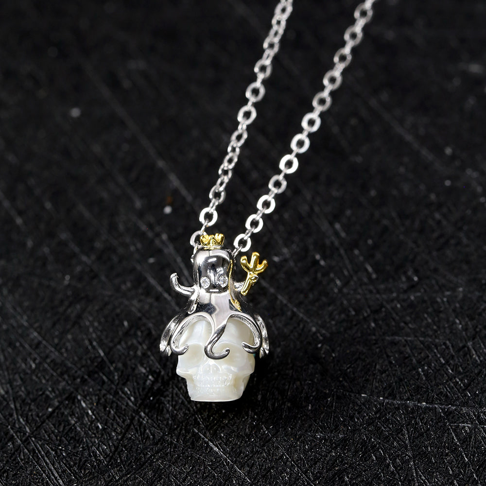Pearl Skull Octopus Pendant Necklace™ Skull Accessories  – Mystical Depths in Elegant Detail