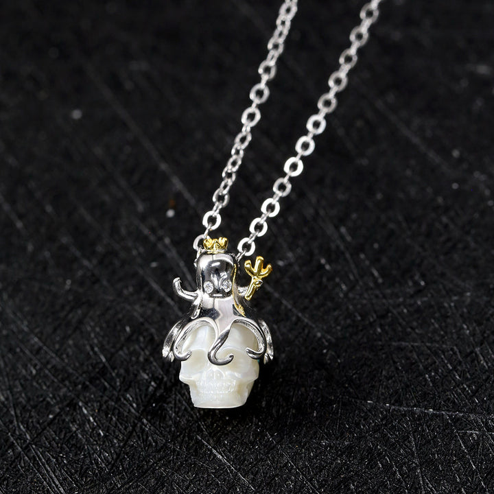 Pearl Skull Octopus Pendant Necklace™ Skull Accessories  – Mystical Depths in Elegant Detail