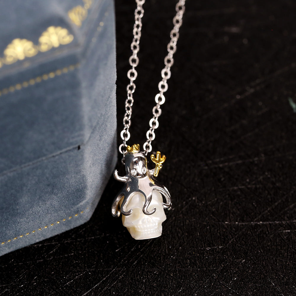 Pearl Skull Octopus Pendant Necklace™ Skull Accessories  – Mystical Depths in Elegant Detail