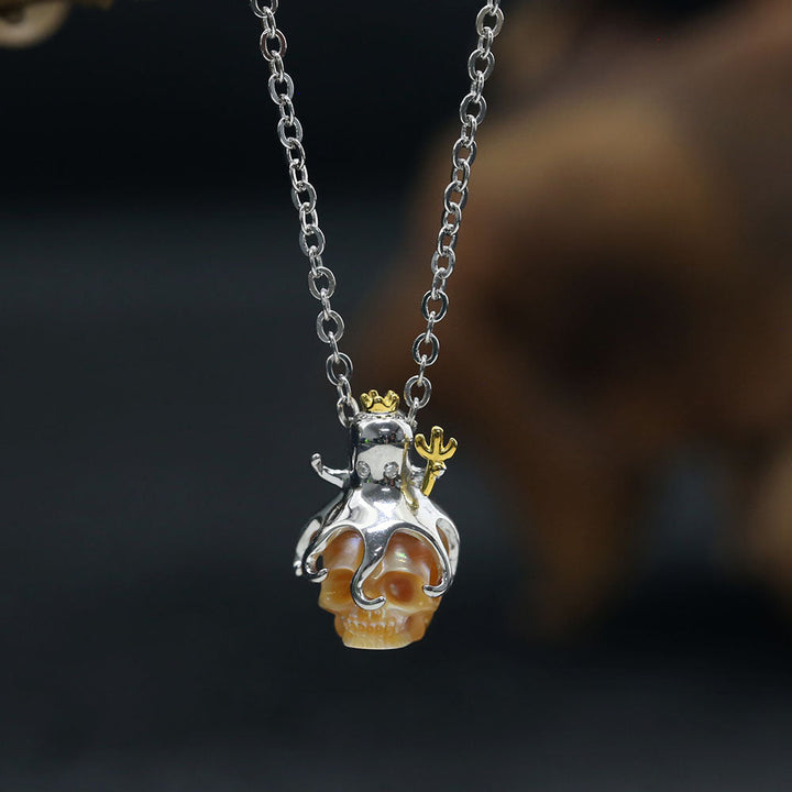 Pearl Skull Octopus Pendant Necklace™ Skull Accessories  – Mystical Depths in Elegant Detail